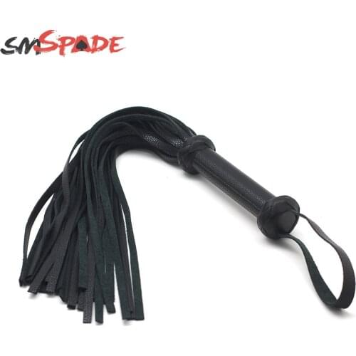 SMSPADE Black Soft Bondage Boutique Flogger Faux Leather Flirting Whip Spanking BDSM Adult Sex Toys
