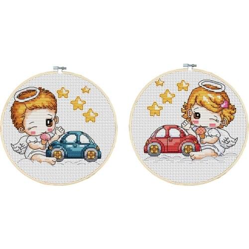 The Car Boy DIY Cross Stitch DMC Kit Cross Stitch Craft Needlework Sewing Hoop Decor Painting Counted Printed On Canvas DMC 11CT