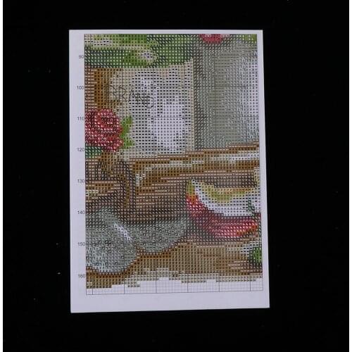 1 Set Stamped Cross Stitch Kits Cross-Stitch Pattern Flower Fabric DIY Hand