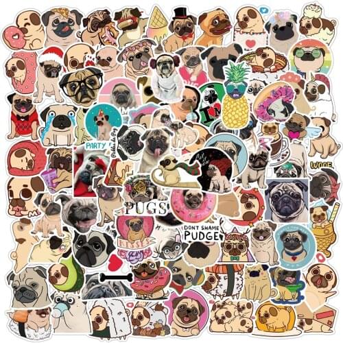10/30/50/100Pcs Cute Pug Dog Stickers Animal Decal For Refrigerator Fridge Skateboard Laptop Luggage Pegatinas Graffiti Toy