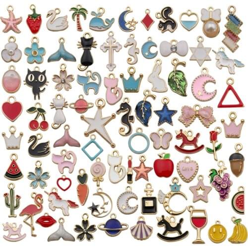 80 Pieces nimal Moon Star Fruit Charm Pendant DIY for Necklace Bracelet Jewelry Making and Crafting