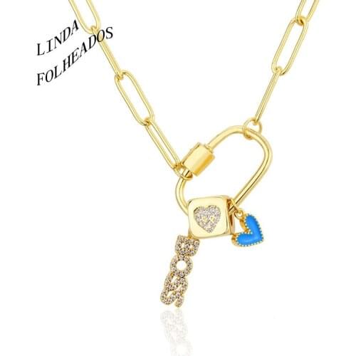 2021 New Design Fashion Charm Luck Heart Boss Pendant Necklaces Square For Women Men Gold Chain Choker Party Dance Jewelry Gift