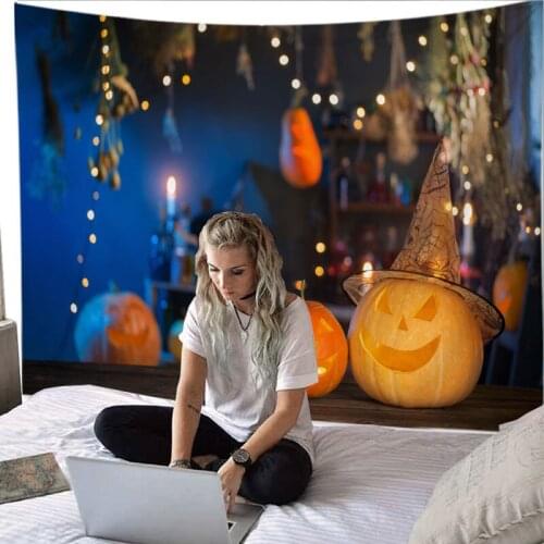 2021 New Design Halloween Tapestry for Home Decor Fun Pumpkin Pattern Printed Wall Hanging Tapestry Decorative Dorm Living Room