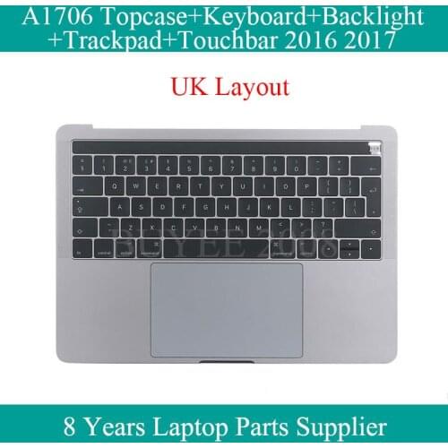 Original Space Grey Silver For Macbook Retina 13.3" A1706 UK Keyboard Backlight Trackpad Touchpad Touchbar Touch Bar