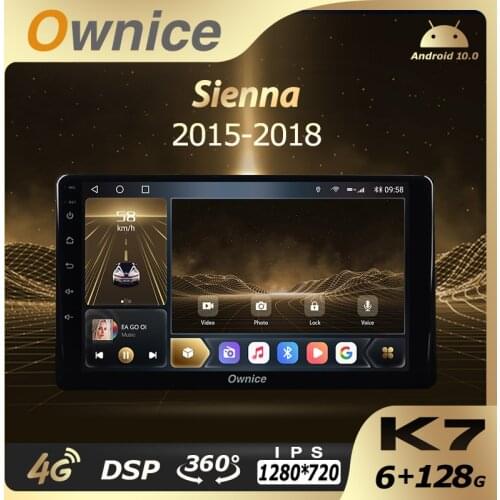 Ownice K7 6G RAM 128 ROM Android 10.0 Car Autoradio for Toyota Sienna 2015-2018 Audio Radio auto 4G LTE 5G Wifi Coaxial SPDIF