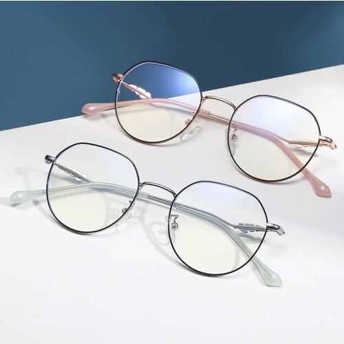 Simple retro round frame anti-blue light glasses fashion small fresh frame Japanese flat mirror