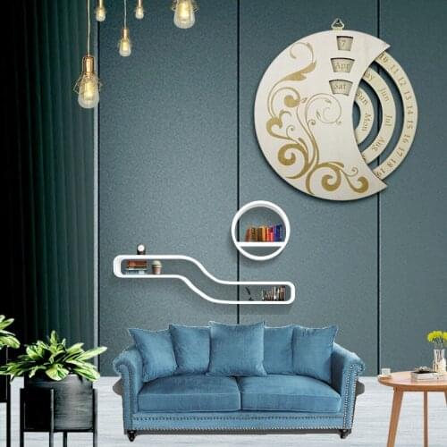 Adjustable Creative Retro Wooden Moon Perpetual Wall Calendar Rotatable Circular DIY Hand-Carved Calendar Home Decoration New