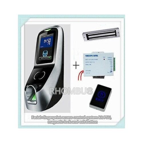 Facial+fingerprint access control system kit PSU/280KG magnetic lock/exit button