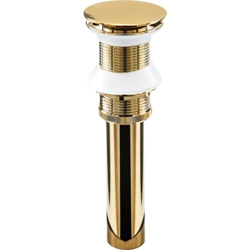 Kitchen Bathroom Glass Basin Polished Golden Water Let Drainer Launching Device Pop Up Waste Basin Strainer