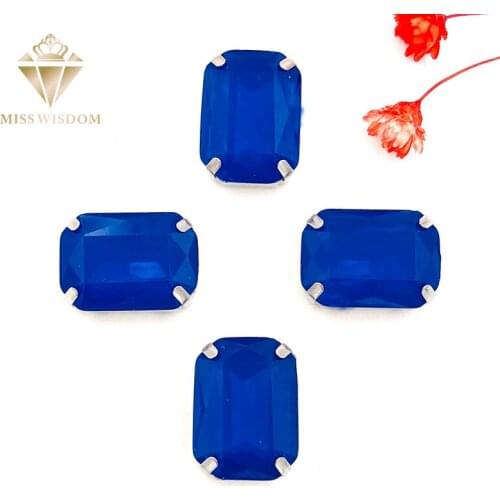 10X14mm/13X18mm Matt Royal blue opal Rectangle shape sew on rhinestones flatback Resin loose rhinestones DIY garment Accessories