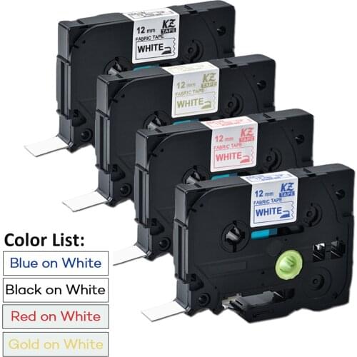 4pk tze-FA3 tze-FA231 tze-FA232 tze-FA234 12mm*3m Fabric Iron-on Label Tapes Compatible for Brother P touch Label Maker
