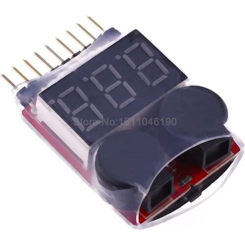 1S/2s/3s/4s/5s/6s/7s/8s Lipo Battery Voltage Tester volt meter monitor Low Voltage Buzzer Alarm For RC Car Boat Quadcopter