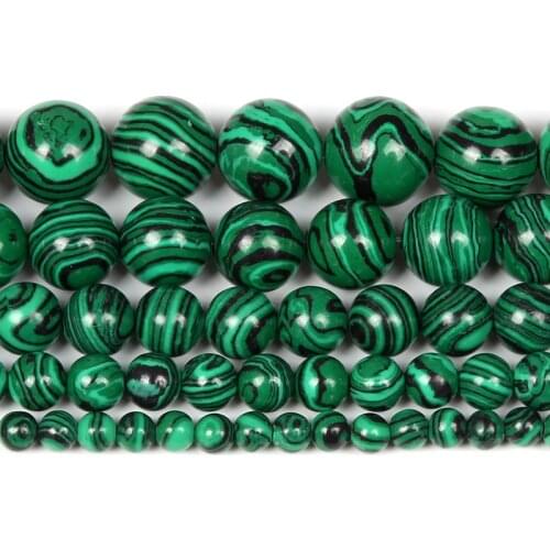 Green Malachite Natural Stone Stripe Round Loose Beads For Jewelry Making DIY Necklace Bracelets Strand 6/8/10/12 MM