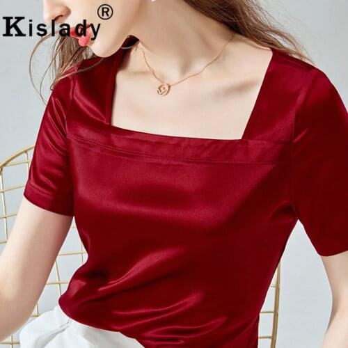 Women Clothes 2020 Temperament Simple Retro Shirt Solid Square Collar Regular Sleeve Tops Spring Summer Fashion Elegant Tshirt