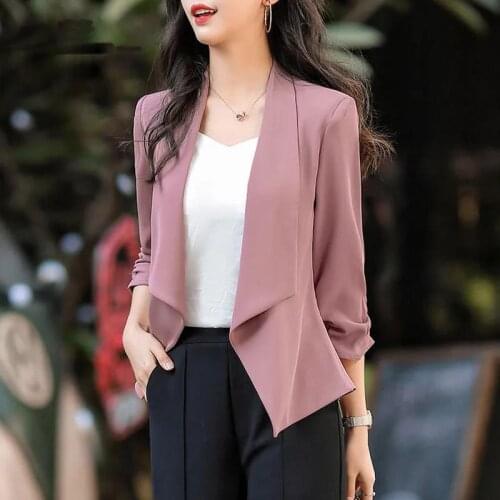 Spring Autumn Women Clothing Korean Fashion White Black Blazer Long Sleeve OL Office Ladies Work Wear Casual Suit Jacket X238