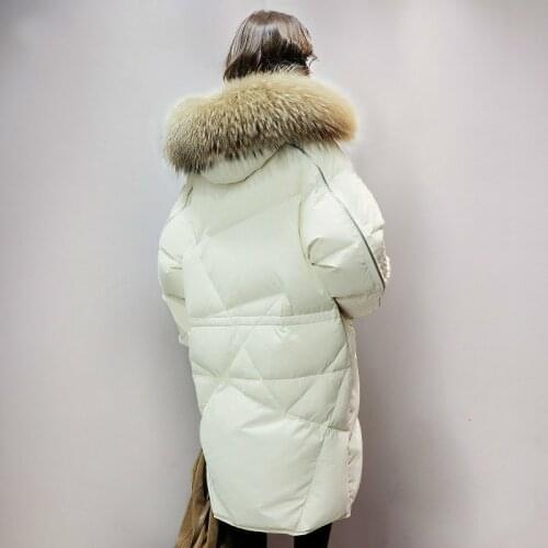 Jacket Down Womens Winter Coat Women Oversize Long Coat Large Fur Collar Korean Duck Down Coat Doudoune Femme KJ1027