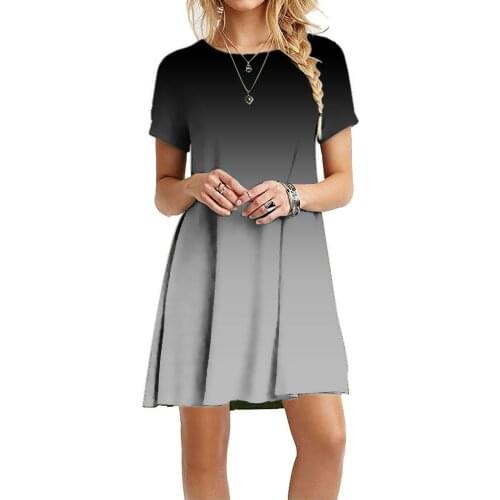 2021Large Size Summer O Neck Short Sleeve Womens Dress Fashion Tie Dye Print Casual Ladies Party Mini Dress Plus Size