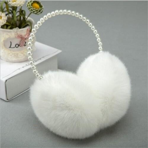 Ladies Pearl Winter Earmuffs Women Elegant Fur Earmuff Girls Imitation Rabbit Plush Soft Warm Ear Muff Ear Hair Accessories