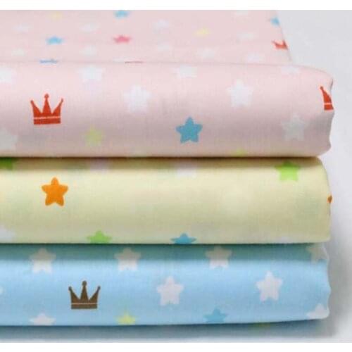 ZY DIY Pretty 40x50cm Brand New 3 Colors Crown Fivestar 100% cotton twill cotton Fabric Bundle