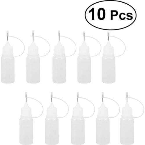 10Pcs 10ml Needle Tip Glue Bottle Applicator DIY Quilling Tool Precision Bottle (White)