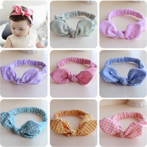 100pcs/lot DIY Simple Multi Signature Cotton Stripe Dots Head Bands Lattice Bow HeadBands Hair Styling Tools Accessory HA1599