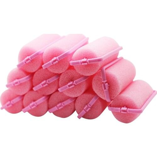 12pcs/set Pink Soft Sponge Foam Cushion Hair Rollers Curlers Salon Barber DIY Curls Hairdressing Tool Wavy Styling Hair Roller