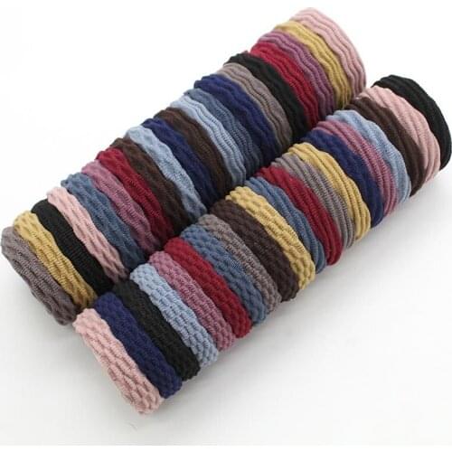 20Pcs High Elastic Jacquard Towel Ring Simple Seamless Head Rope Female Hair Rope Rubber Band Leather Case Hair Ring