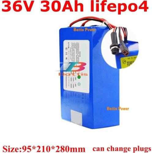 36v 30Ah lifepo4 battery with BMS no 36v li ion for 36v 1500w machinery electric bicycle bike scooter go cart + 5A charger