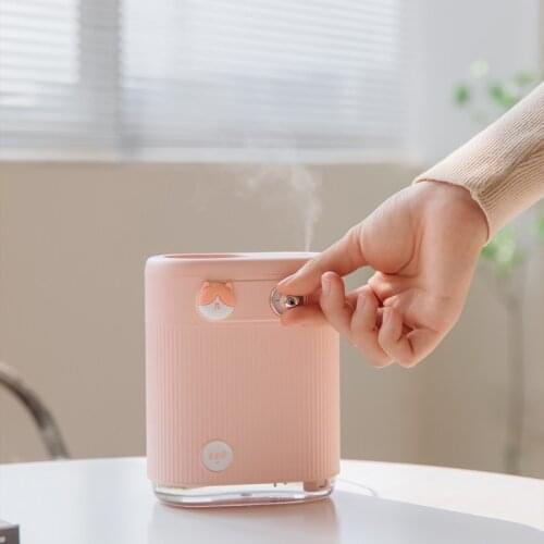 520ml Knob Air Humidifier Purifying Mist Maker Colorful Light Adjustable Fog Quantity for Office Home Car