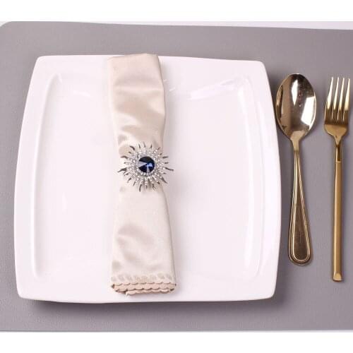 8PCS/Sunflower blue satellite stone napkin ring table setting for family gathering, western food, wedding banquet