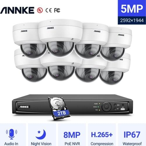 ANNKE H500 16CH 6MP NVR PoE IP Camera Security System 8pcs 5MP Night Vision IP67 Waterproof Outdoor Indoor CCTV Surveillance Kit