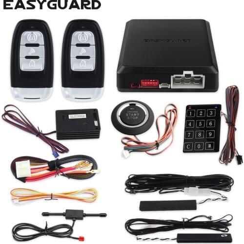 EASYGUARD PKE car alarm system smart auto start push button start & touch password entry vibration sensor with LCD display key