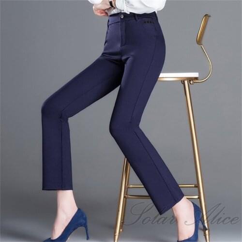 Free shipping 2020 womens spring and autumn new slim straight casual pants high waist slim stretch mother pants