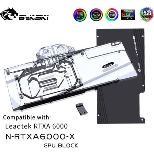 Bykski Graphics Card Water Block For Leadtek RTXA6000 Radiator, Water Cooling System Block With Backplate VGA Cooler N-RTXA6000
