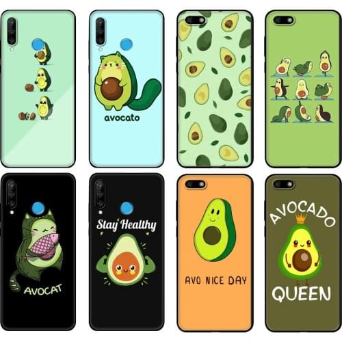 Black tpu Case For Huawei Honor 20 Lite 10 10i 20S 30S 30 Case Honor 7A 5.45 7s 7C 5.7 Case Cover Cute Avocado