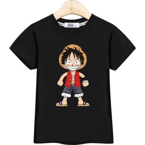 Anime Luffy kids costume boys t-shirt One Piece pattern baby girls tops tee Short sleeve summer clothes boy print shirt tees