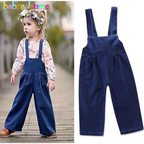 2-6Years Korean 2019 New Spring Fall Fashion Kids Denim Jeans Children Pants Loose Toddler Clothes Baby Girls Trousers BC1837-1