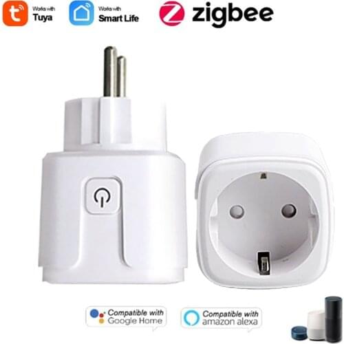 16A EU Smart ZigBee Power Plug With Power Monitor Smart Home Wireless Socket Outlet Works With Alexa Google Home Tuya Smart Home