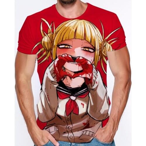 My Hero Academia Villain Toga Streetwear Short Sleeve Shirt Men 3d T-Shirts Male Oversized T Shirt Graphic Tees Men Streetwear