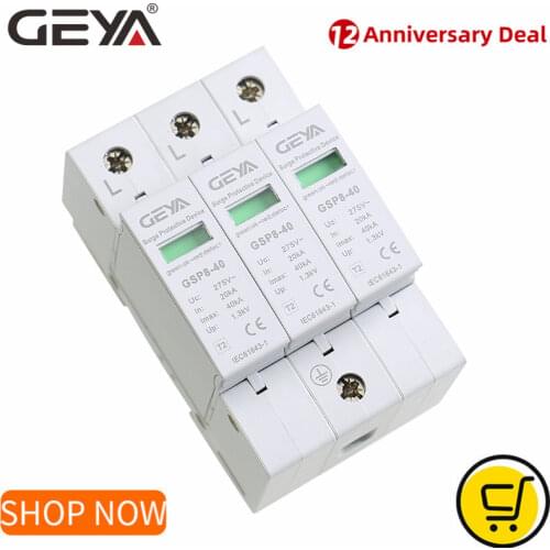 GEYA GSP8-3P Electric Surge Protector 275V 385V 400V 440V 40KA SPD House Surge Protector EU
