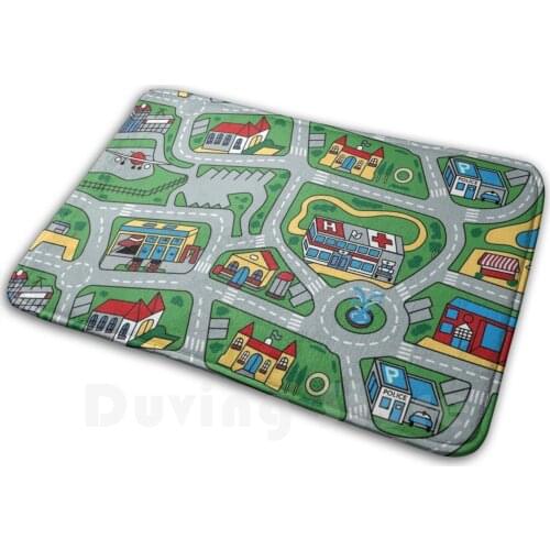 Car City Carpet Road Rug 90S Nostalgic Toy Mat Rug Carpet Anti-Slip Floor Mats Bedroom 90S Kids Remember Nostalgia Nostalgic