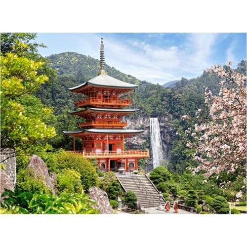 Full Square/Round Drill 5D DIY Diamond Painting Japanese Temple SAKURA Embroidery Cross Stitch MOSAIC diamond art Home Decor