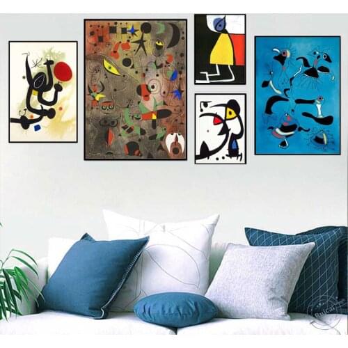 Nordic Modern Joan Miro Surrealism Art Paintings Abstract Picture Retro Art Painting Silk Canvas Poster Wall For Room Home Decor