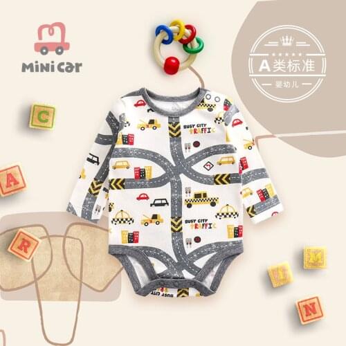 Newborn baby one piece Romper boy baby cotton bag fart garment spring and autumn long sleeve outdoor clothes