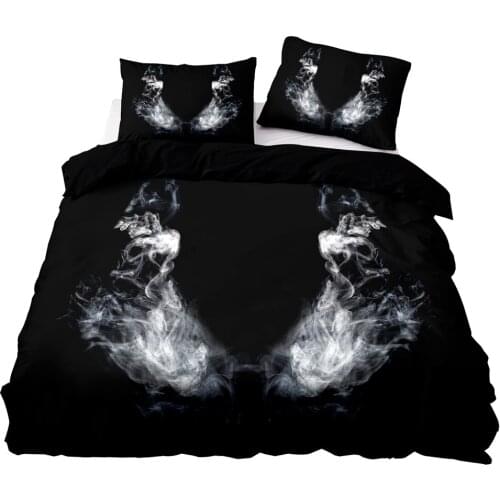 Abstract Style Smoke Wings Pattern Bedding Set, 264×228 Duvet Cover Set With Pillowcase,200×200 Quilt Cover,Big Blanket Cover