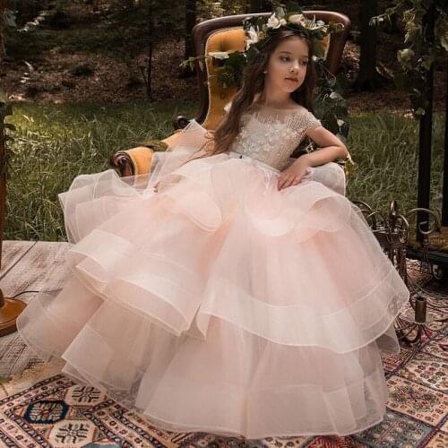 Custom made short sleeve Pengpeng girls layered dress