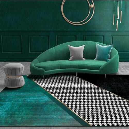 Fashion Nordic rugs Modern Simple Dark Green Black Houndstooth Mosaic Carpet Kitchen Living Room Bedroom Parlor Carpet Floor Mat