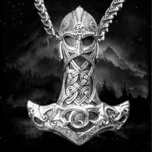 Vintage Goat Thors Hammer Pirate Mens Viking Necklace Pendant Fashion Domineering Exaggerated Personality Trend Jewelry
