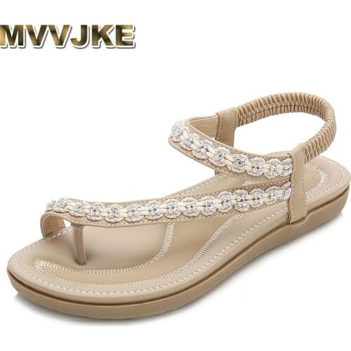 MVVJKEFashion Women Sandals 2019 Women Shoes Flat Sandals Women Rhinestones Ladies Shoes Summer Beach Sandalias Female Shoes