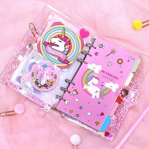 Unicorn Spiral Notebook Set Kawai Cute DIY A5/6 Weekly Planner Diary Paper Notepads for Kids Student Gift Stationery Writing Pad